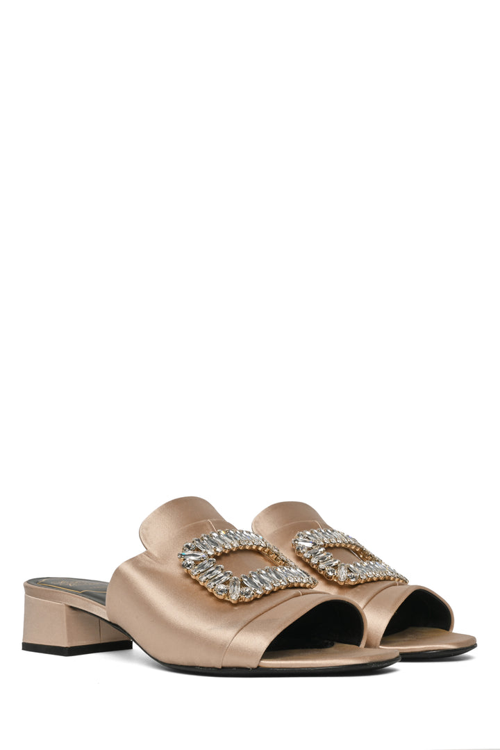 Roger Vivier Size 37 Embellished Satin Mules
