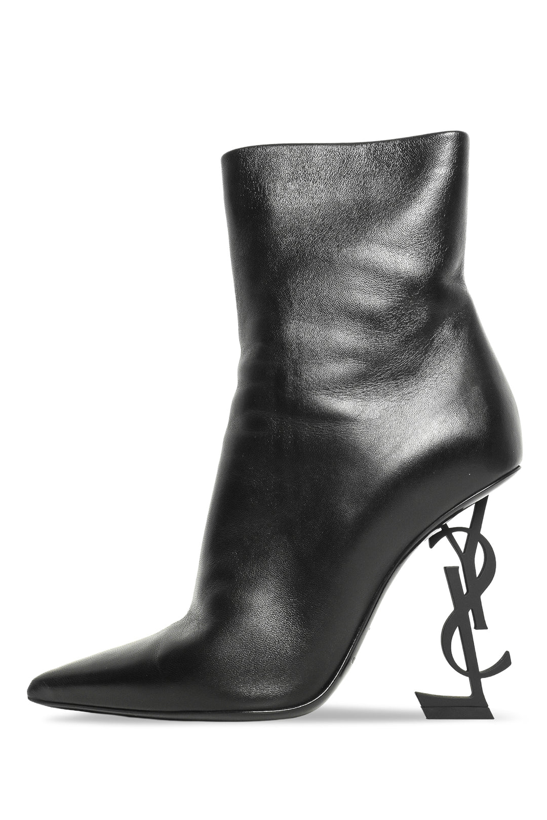 Saint Laurent Size 37 Opyum Pointed Toe Leather Ankle Boots