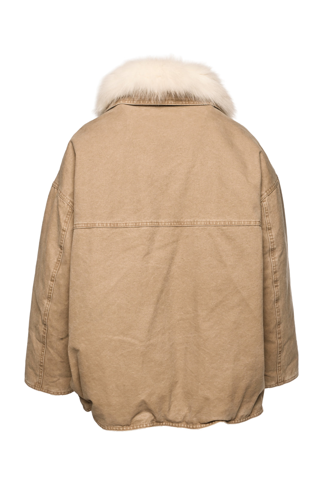 MSBEAST Size S  Fox Fur Trim Down Denim Jacket