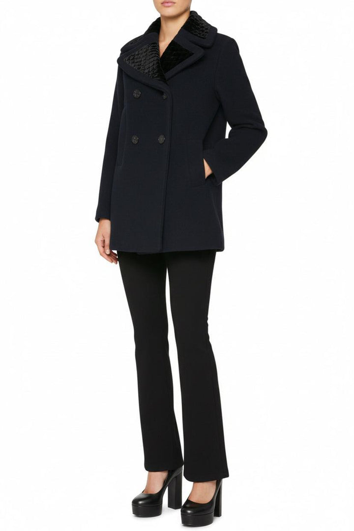 Sandro Size 34 Quilted Collar Wool Blend Coat