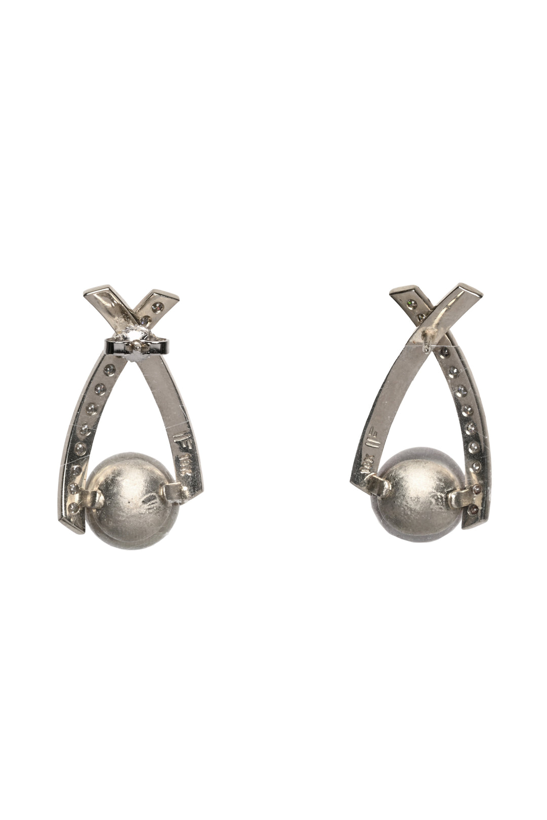 18K White Gold Pearl & Multi-Diamond Earrings