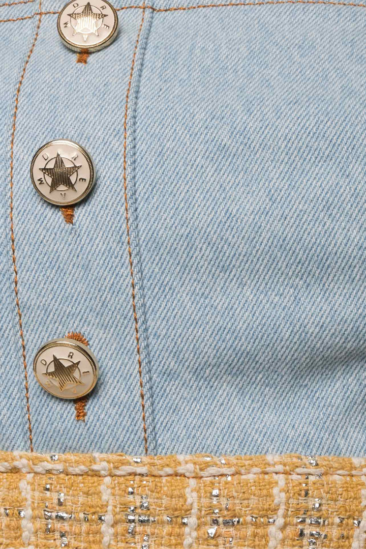 Sandro Size 36 Denim & Tweed Mini Dress