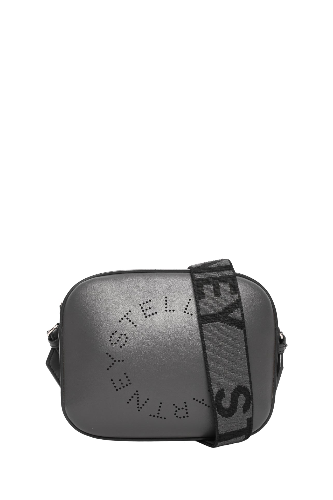 Stella McCartney 黒 カメラバッグ　ロゴ Stella Mccartney Logo Perforated Vegan Alter Nappa Leather Camera