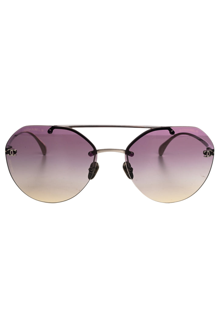 Chanel Titanium CC Pilot Aviator Sunglasses