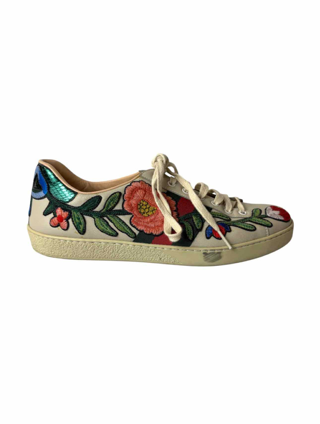 Gucci Ace Low-top Floral Embroidered Size 10 Men's Sneakers