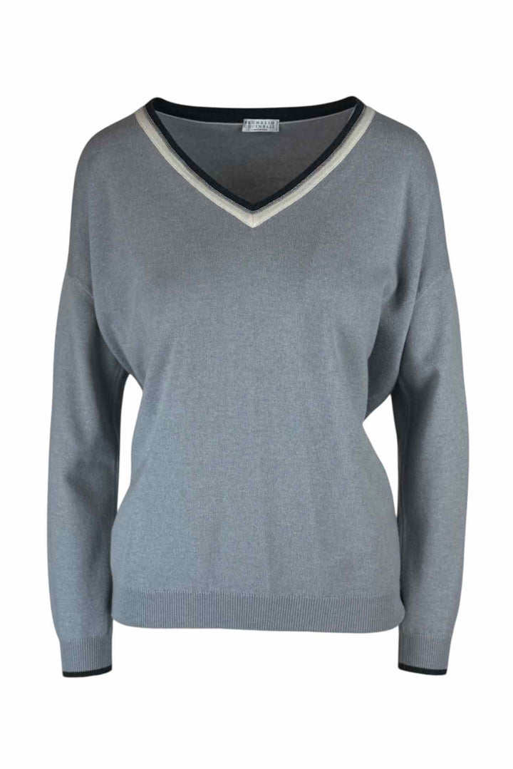 Brunello Cucinelli Size M Wool, Cashmere & Silk Monili V-Neck Sweater