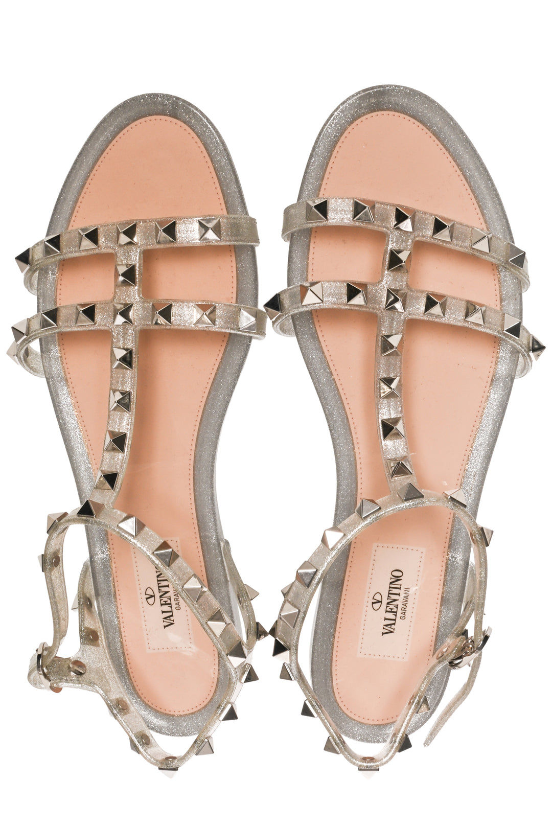 Valentino Size 38 Metallic Rockstud Sandals