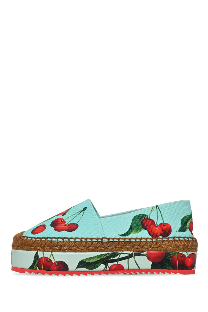 Dolce & Gabbana Size 36 Cherry Print Platform Espadrille Flats