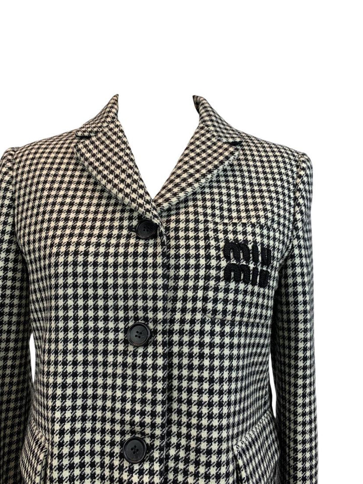 Miu Miu Size 42 2023 Houndstooth Cropped Blazer