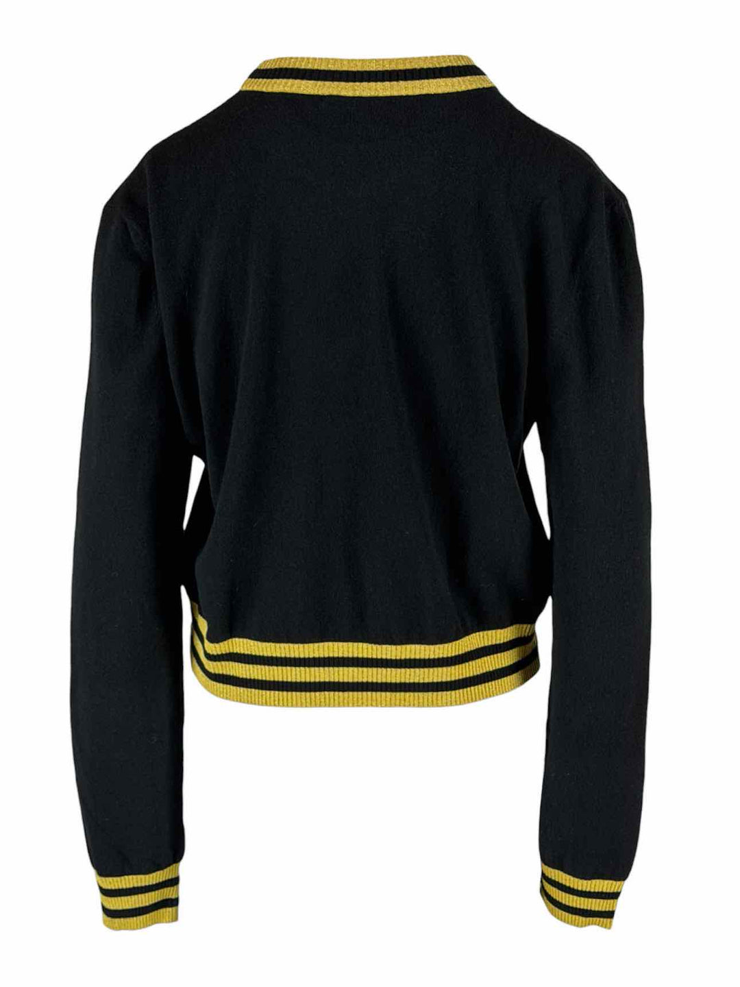 Balmain Size 44 Embroidered Log Cropped Wool-Blend Sweater
