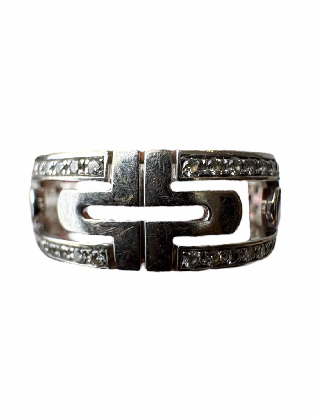 Bvlgari Size 7 18K White Gold & Diamond Parentesi Ring