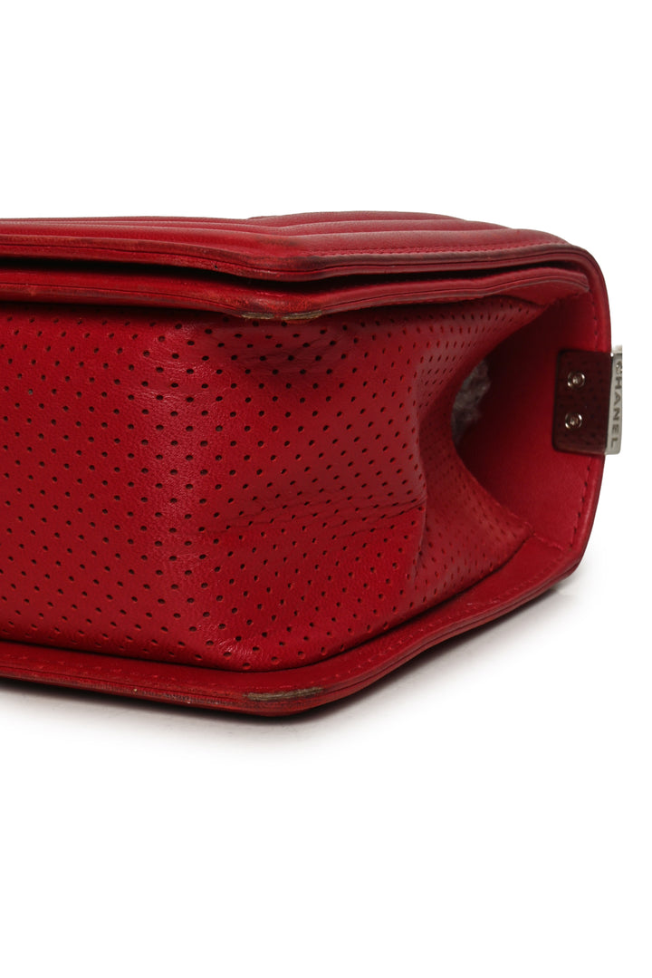 Chanel 2014 Perforated Leather Medium Boy Shoulder Bag