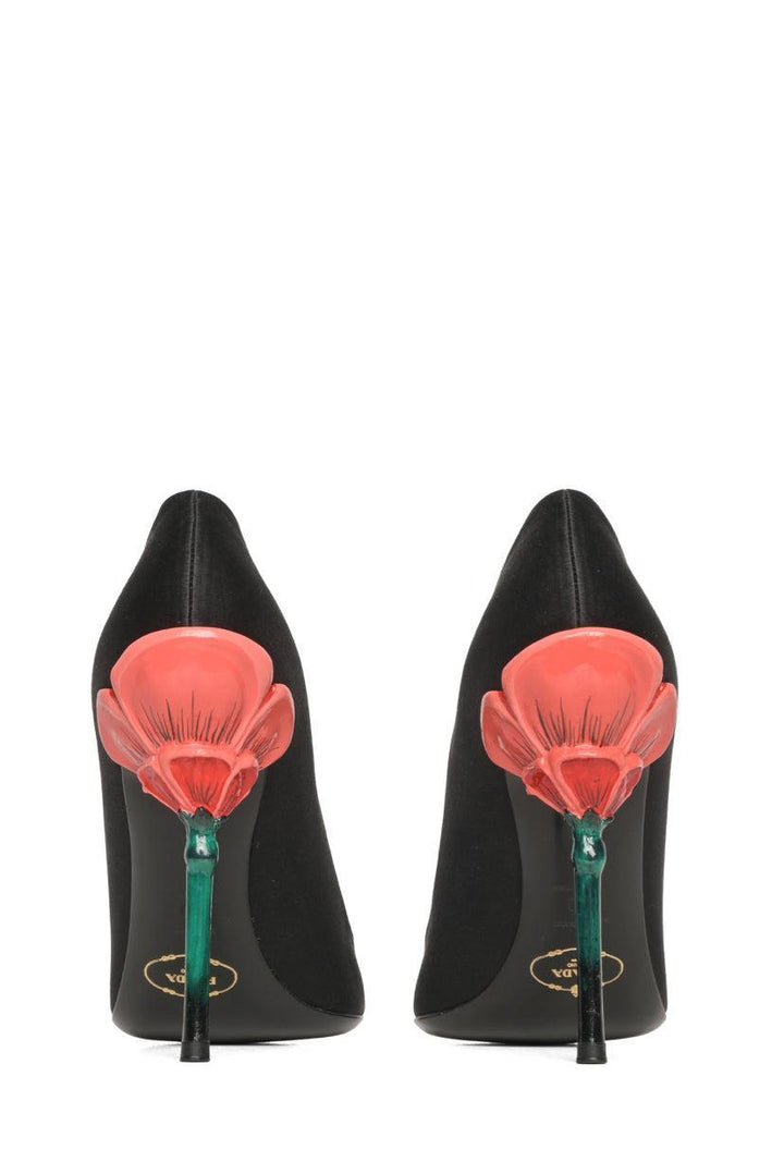 Prada Size 40 Satin Flower Heeled Sandals