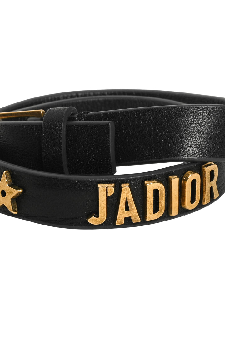 Dior J'Adior Star Charm Calfskin Leather Double Wrap Bracelet