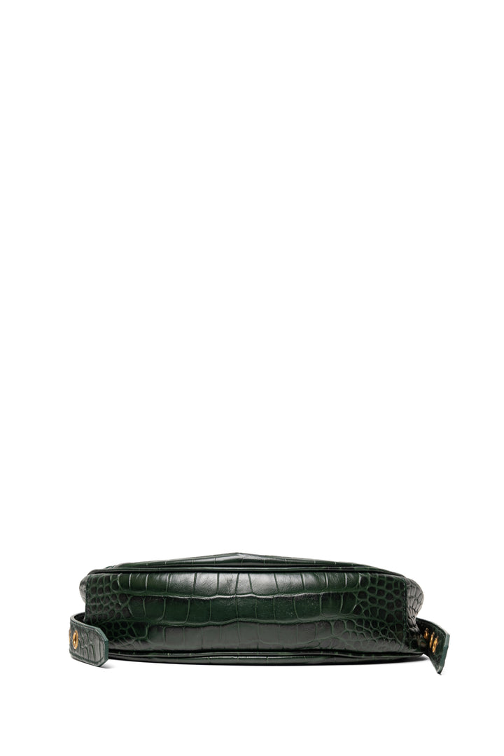 Balenciaga Forest Green Crocodile Embossed Calfskin Le Cagole XS Shoulder Bag