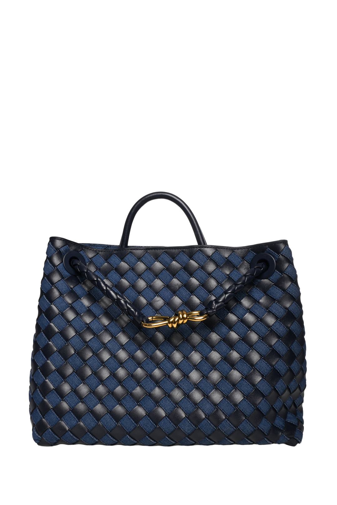 Bottega Veneta Intrecciato Denim & Nappa Medium Andiamo Shoulder Bag