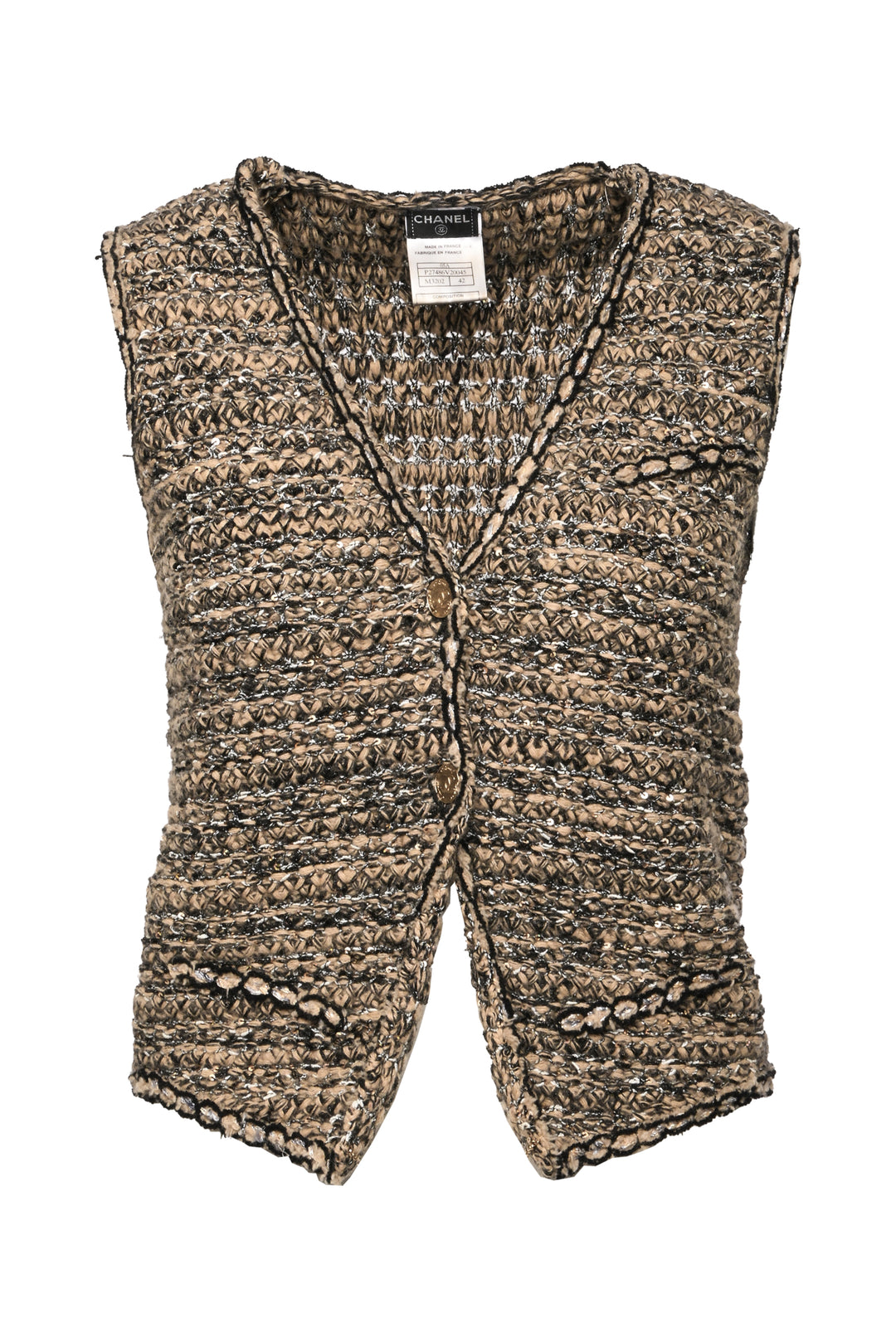 Chanel Size 42 Sequin Embellished Tweed Vest