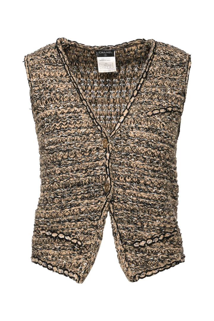 Chanel Size 42 Sequin Embellished Tweed Vest
