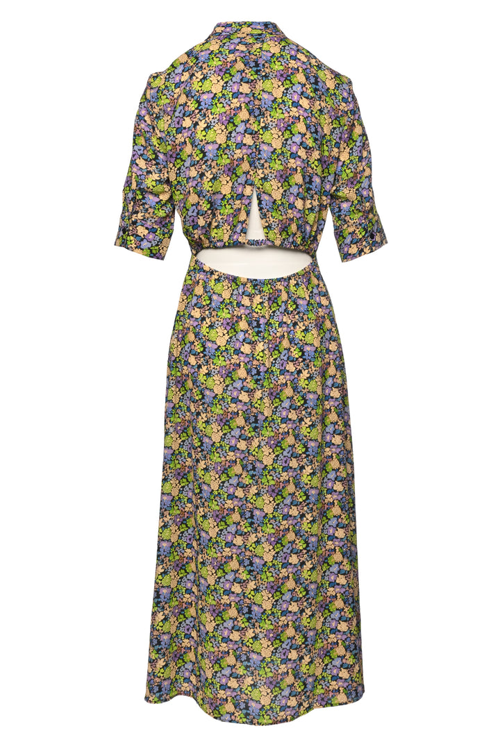 maje Size L Floral Back Cutout Maxi Dress