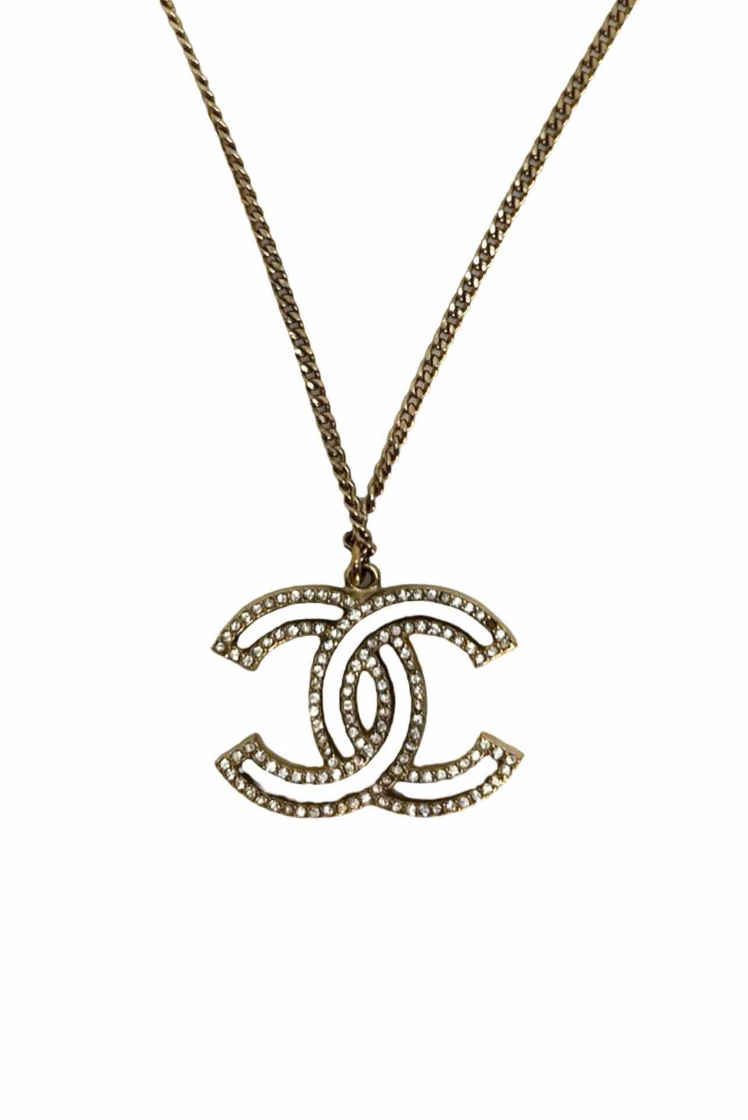 Chanel Pave CC Pendant Necklace
