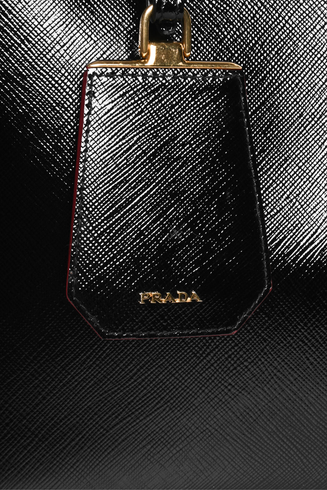 Prada Saffiano Vernice Leather Medium Double Tote