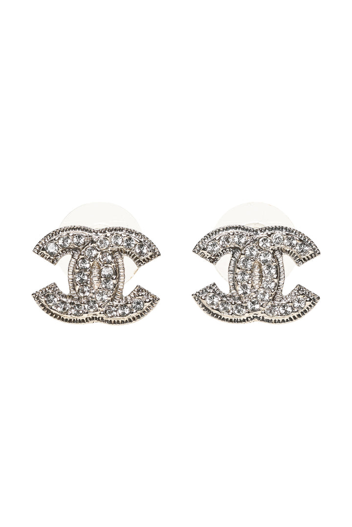 Chanel 2012 Crystal CC Stud Earrings
