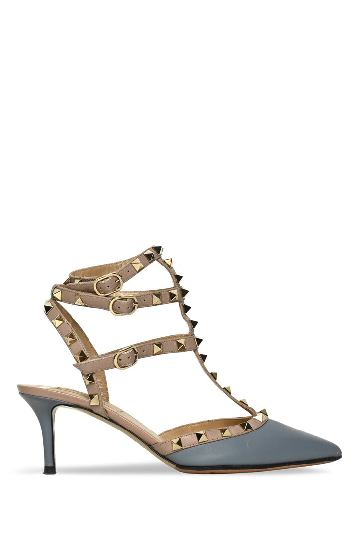 Valentino Size 37 Rockstud T-Strap Kitten Heel Pumps