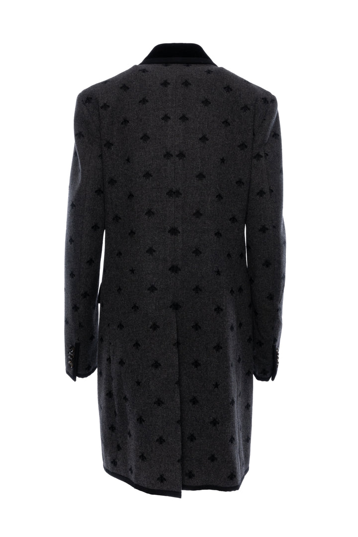 Gucci Size 50 Men's Star and Bee Embroidered Wool Coat