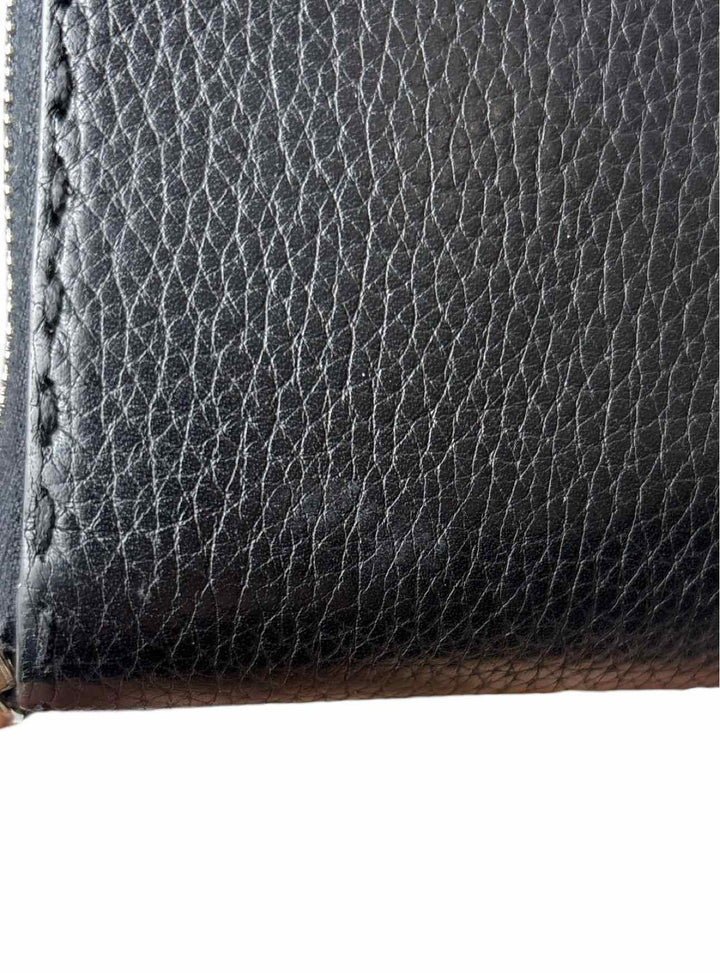 Fendi Pebbled Leather Zip Around Wallet