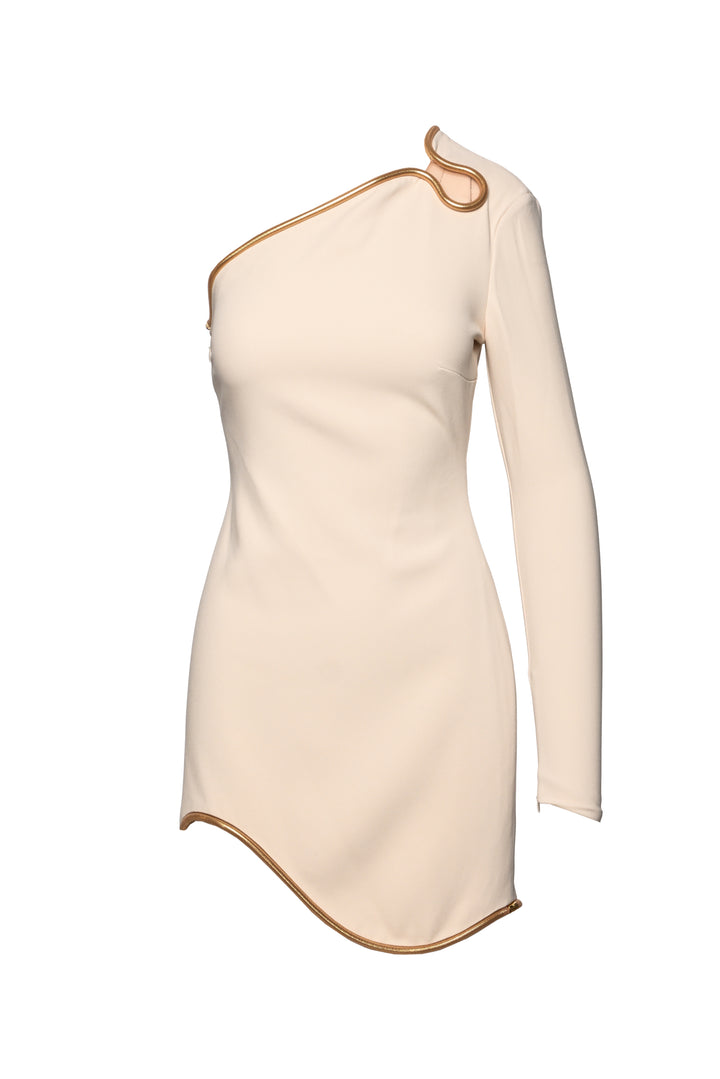 Stella Mccartney Size 38 One-sleeve Asymmetric Embellished Cady Mini Dress