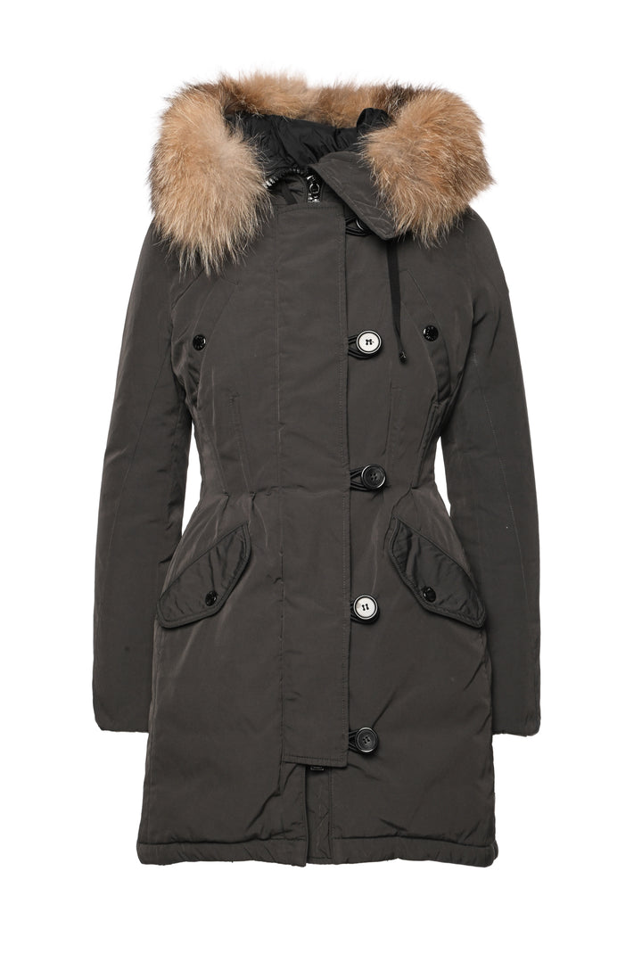 Moncler Size 2 Fox Fur Trim Hooded Arriette Parka