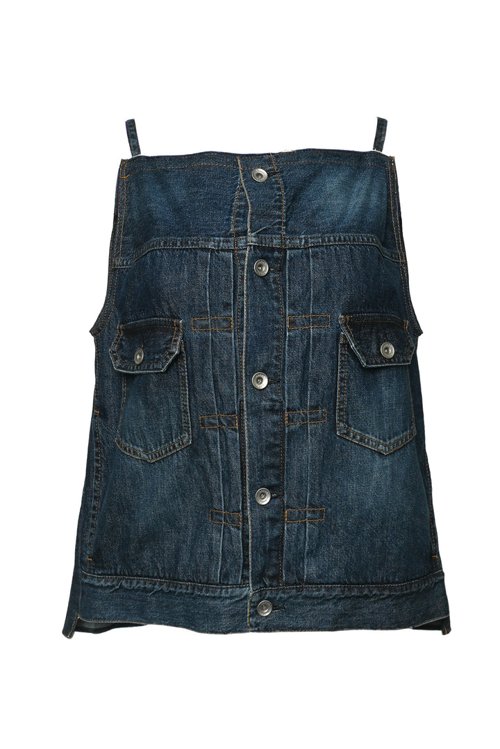 Sacai Size 3 Denim Cami With Pleated Back