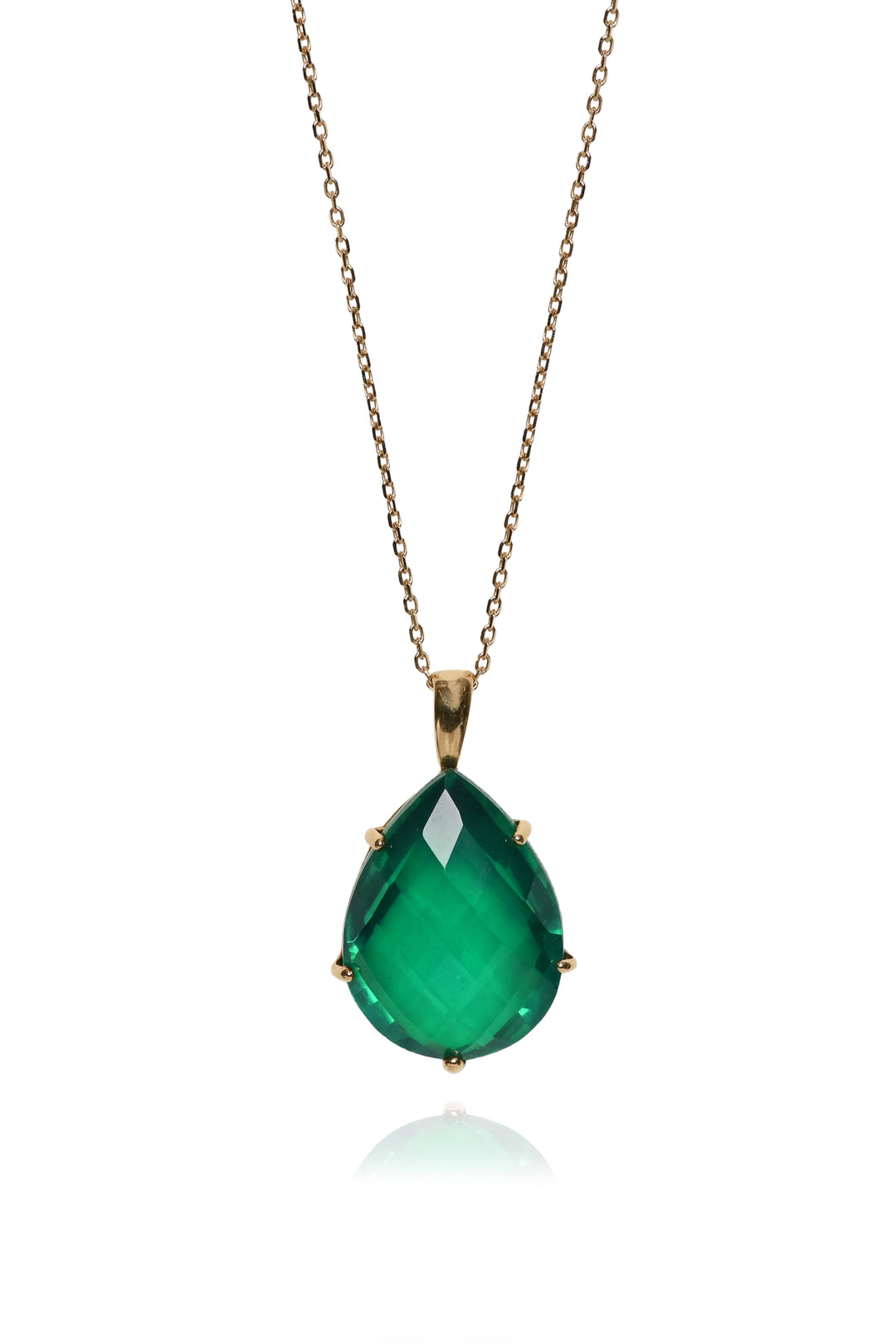 Anzie 14K Yellow Gold Green Quartz Pendant Necklace