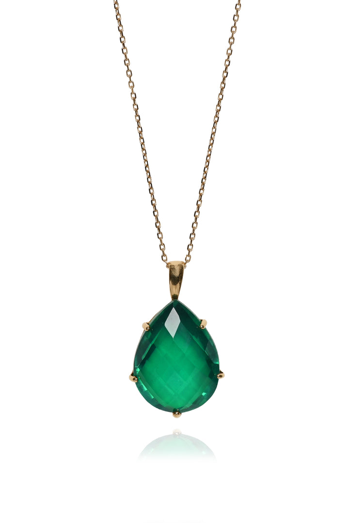 Anzie 14K Yellow Gold Green Quartz Pendant Necklace