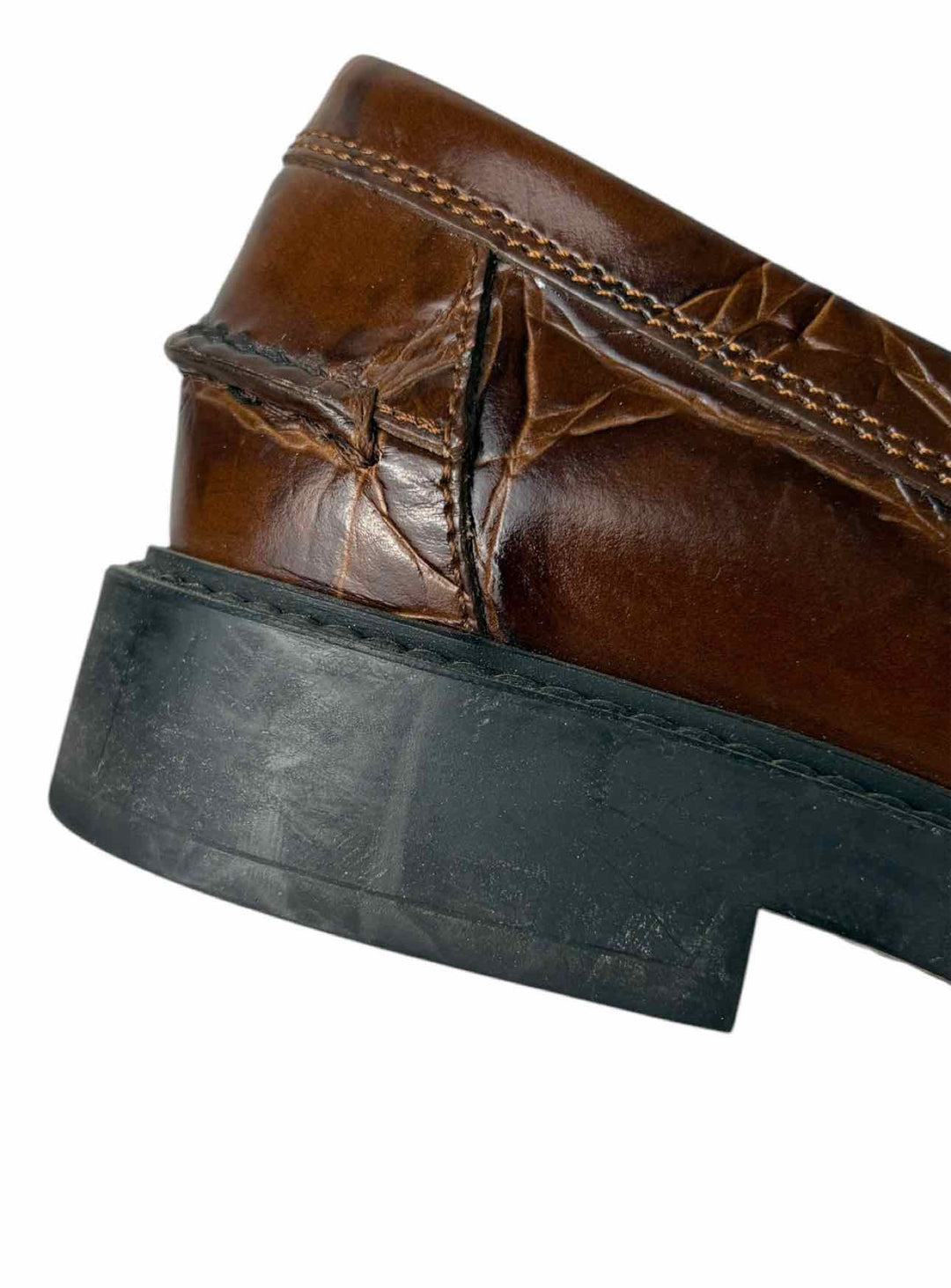 Tod's Size 37  Croc Embossed Leather Loafers
