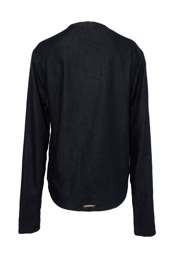 Chrome Hearts Size M Cashmere-Lined Zip Front Denim Jacket