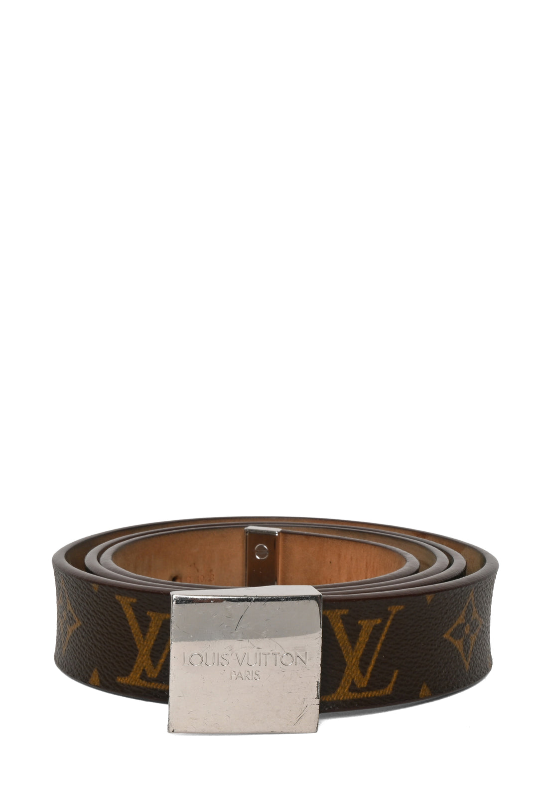 Louis Vuitton Size 40 Monogram Coated Canvas Square Buckle Belt