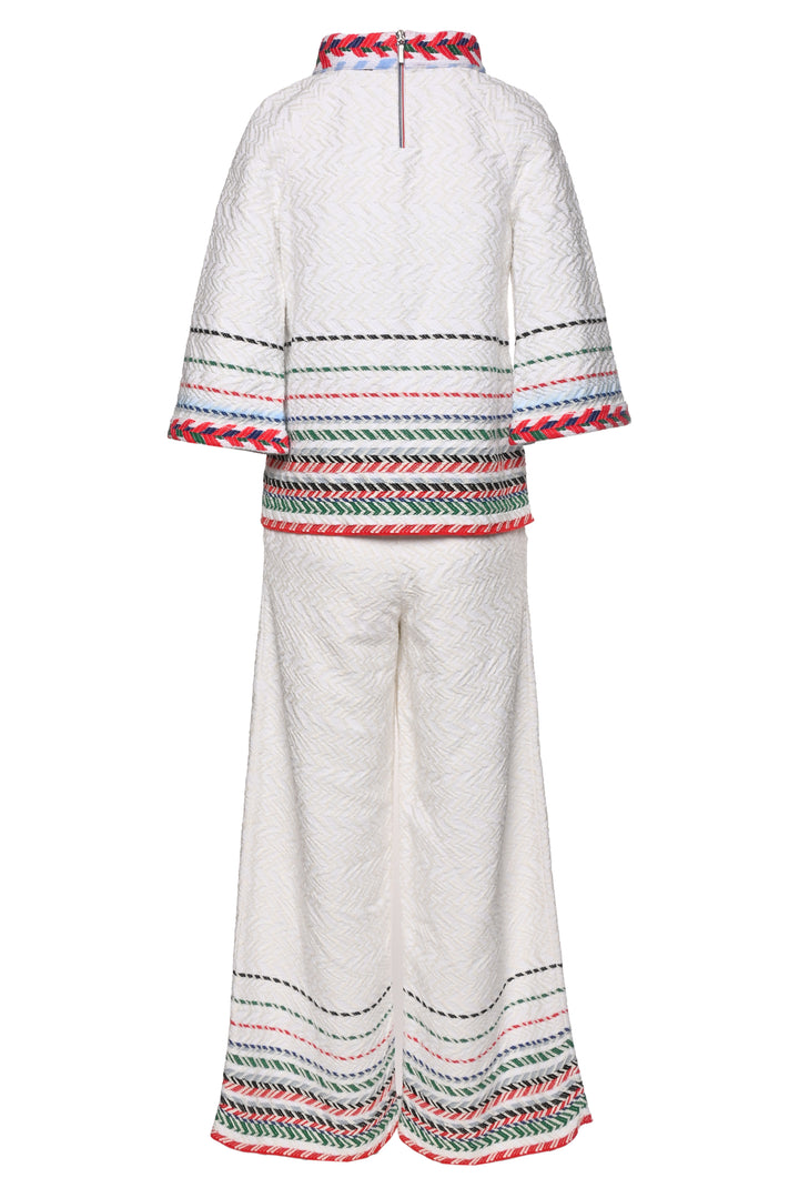 Chanel Size 36 2016 Tweed Chevron Stripe Mock Neck Top & Pant Set