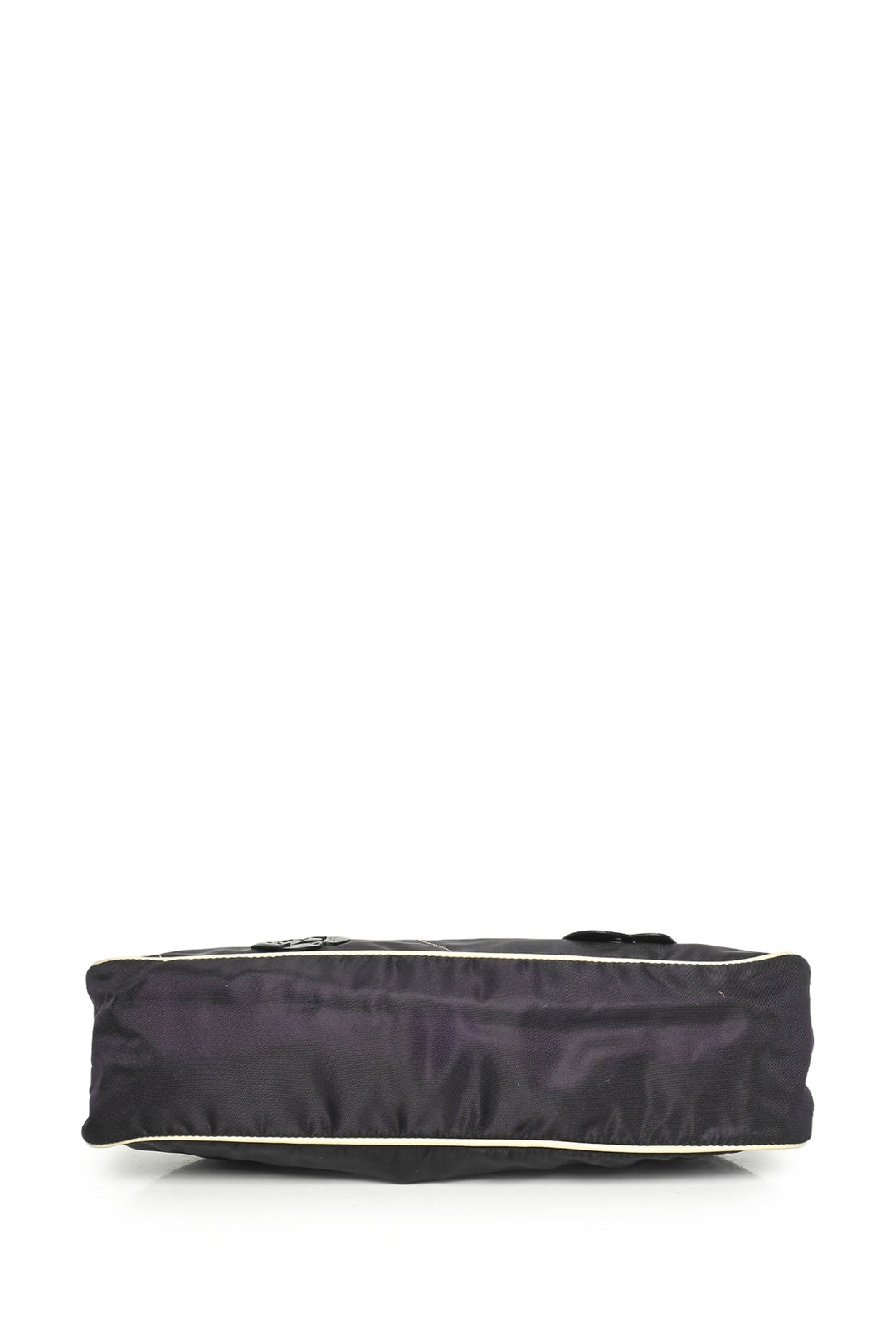 Prada Vintage 1990s Leather Flower Applique Nylon Shoulder Bag