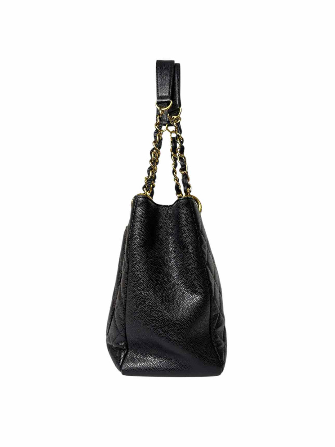 Chanel Black Caviar Quilted Leather Grand Shopping Tote Purse