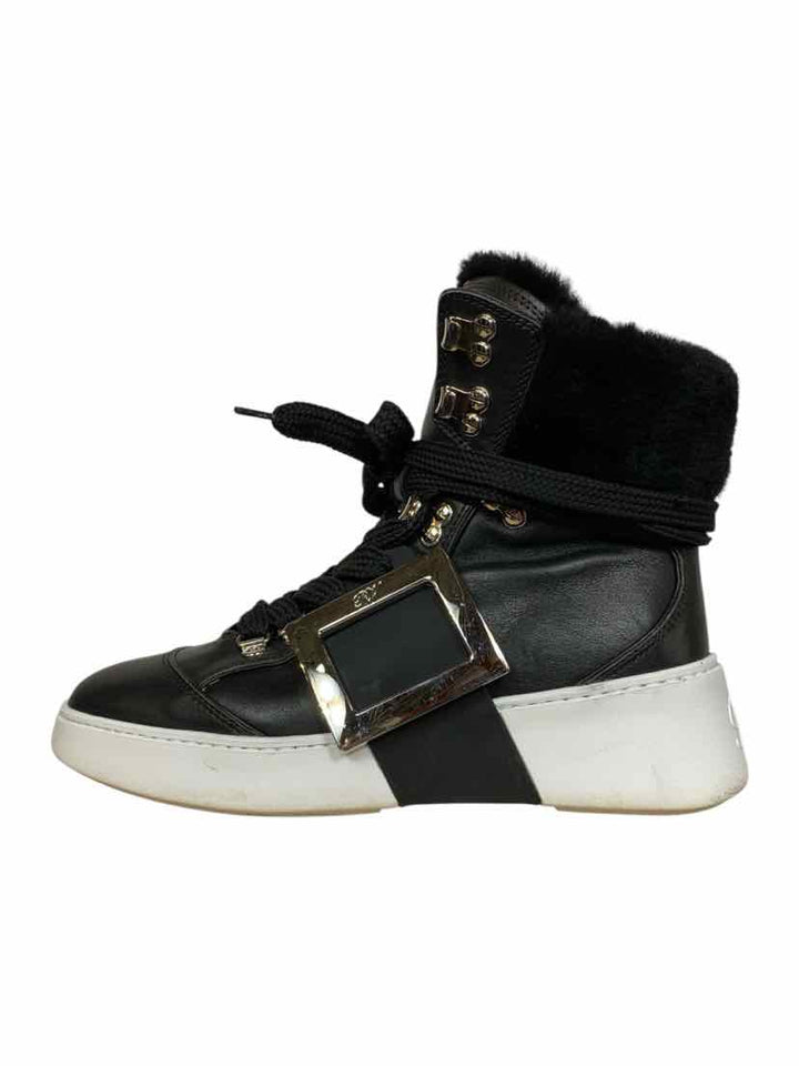 Roger Vivier Size 37 Viv' Shearling Lined Ankle Boots