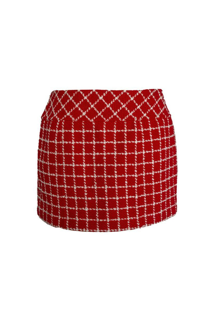 Chanel Size 38 Red & White Check Mini Skirt