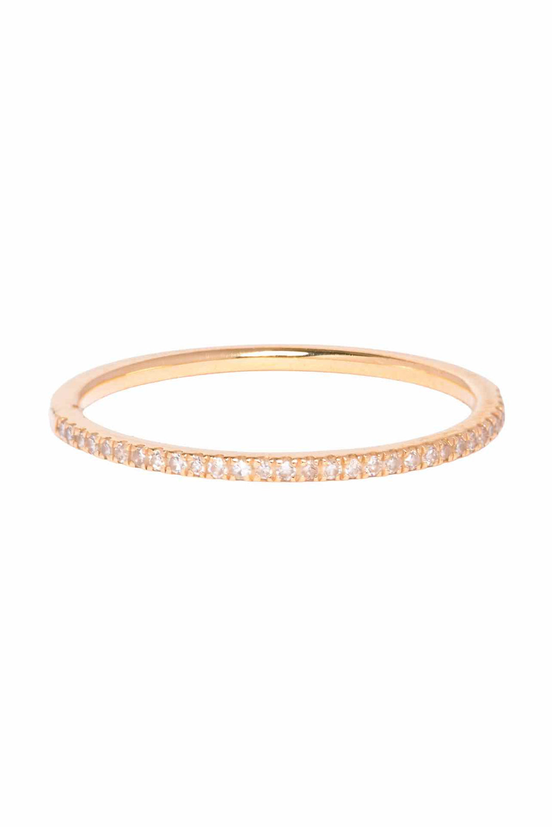 Liven Size 6 14K Yellow Gold Thin Diamond Halfway Eternity Band Ring
