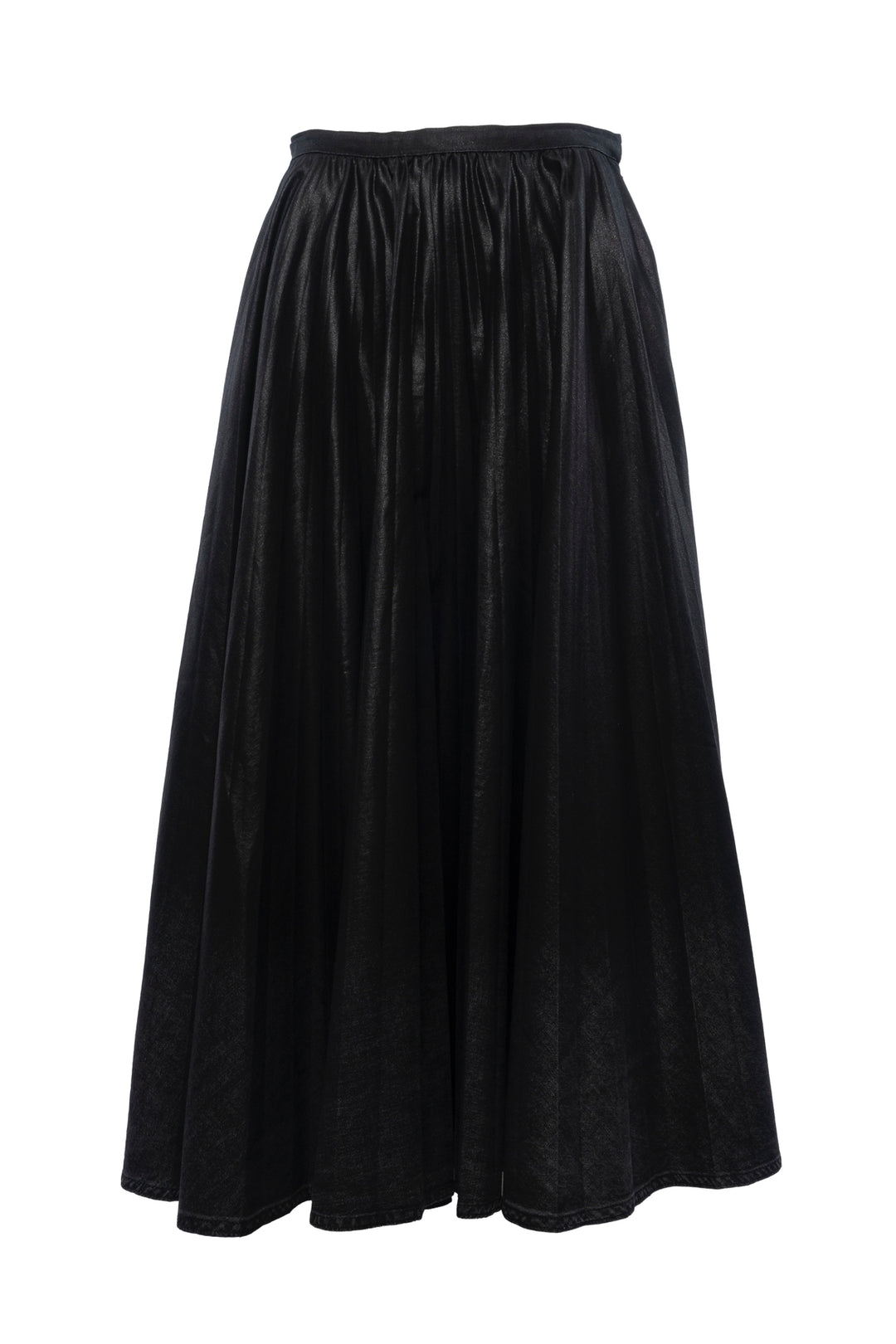 Christian Dior Size 8 Pleated Waxed Cotton Midi Skirt