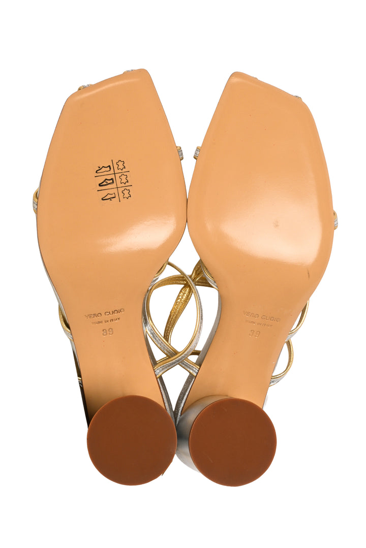 Johanna Ortiz Size 39 Veracruz Metallic Leather Sandals