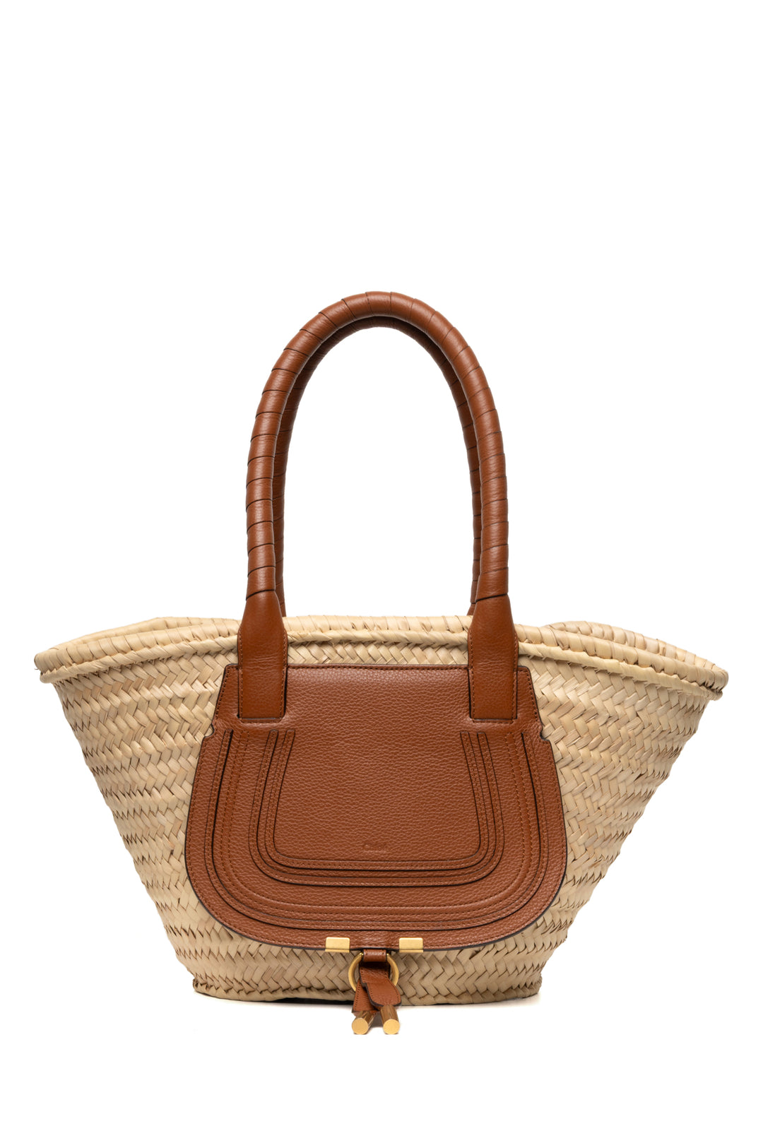Chloe Raffia Calfskin Medium Marcie Basket Tote