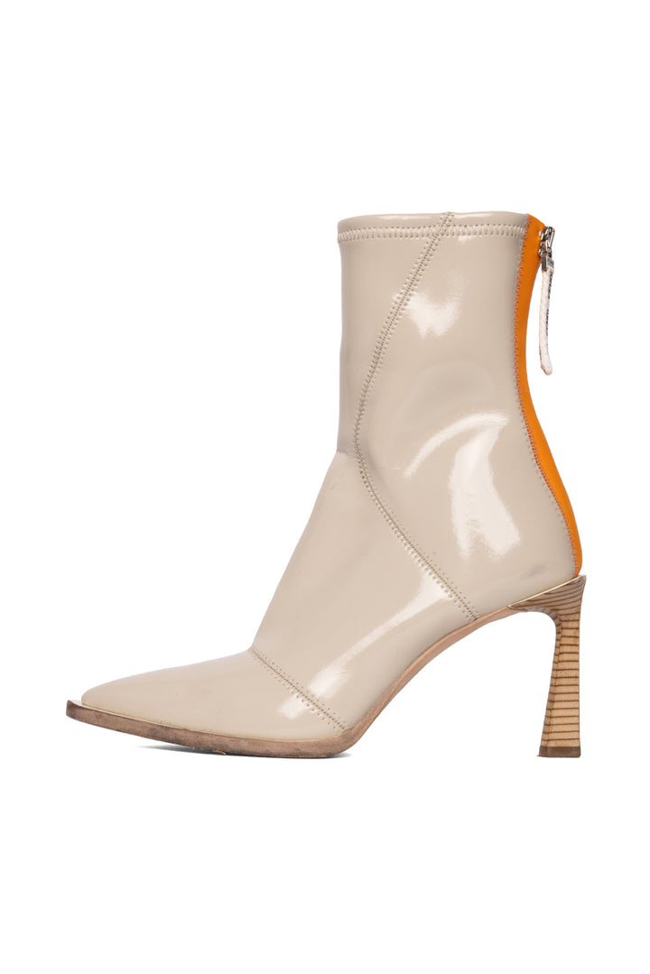 Fendi Size 38.5 Patent Leather Sock Ankle Boots