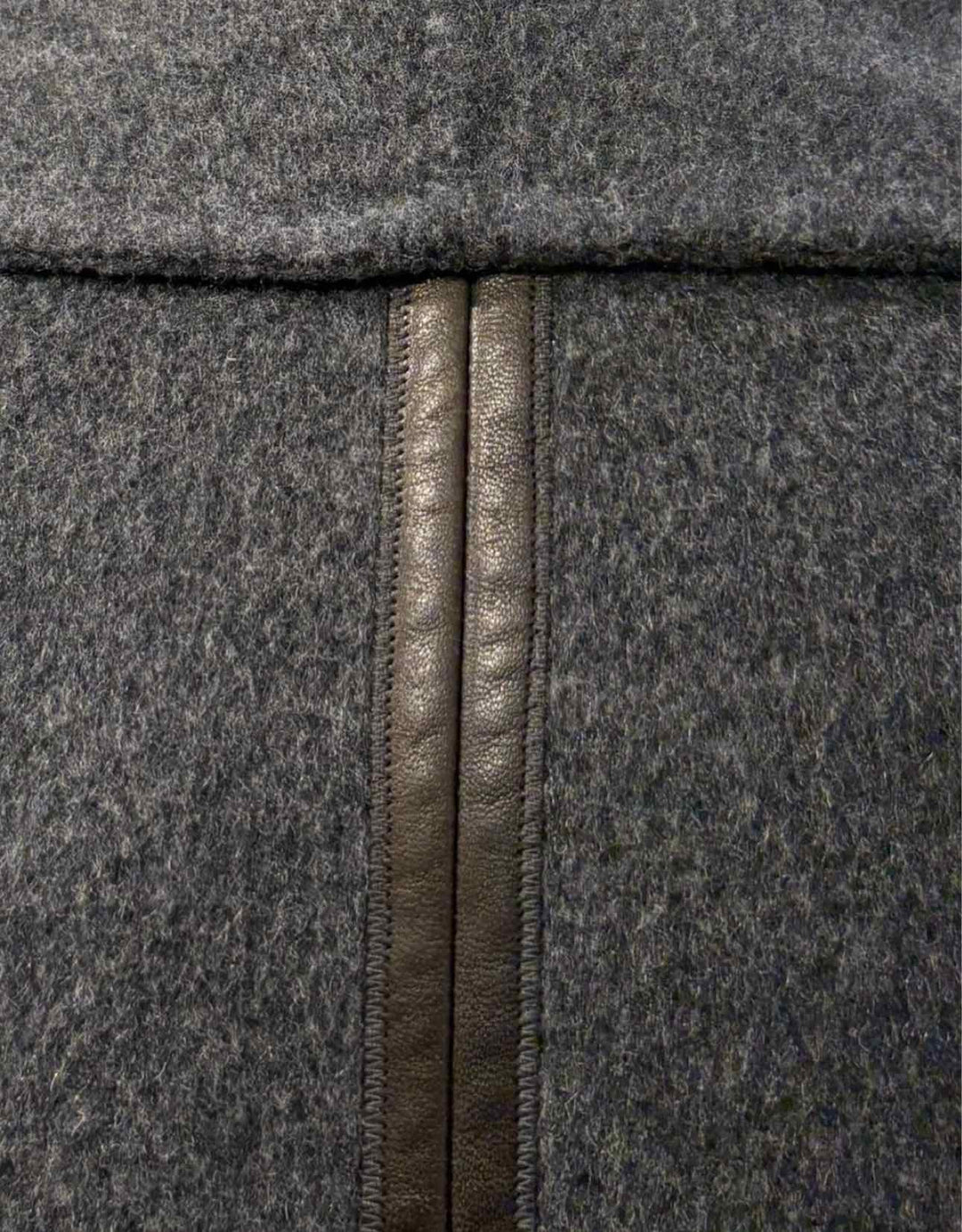 Vince Size L Wool Blend Leather Trim Coat