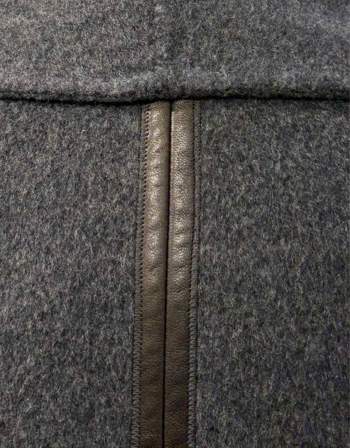 Vince Size L Wool Blend Leather Trim Coat