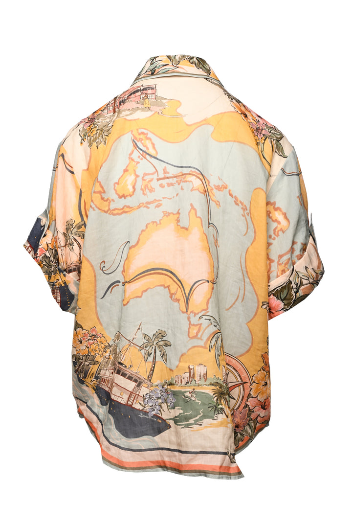 Zimmermann Size 0 Tallow Floral Ramie Shirt